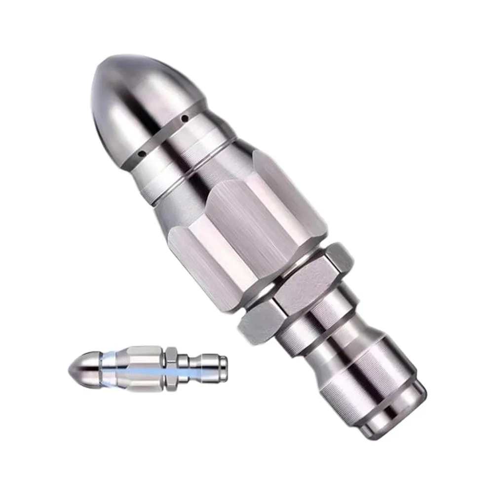 1/4 Inch Threaded Pressure Washer Nozzle for Drain Line Flushing - High-Strength Aluminum Alloy and Stainless Steel Components
