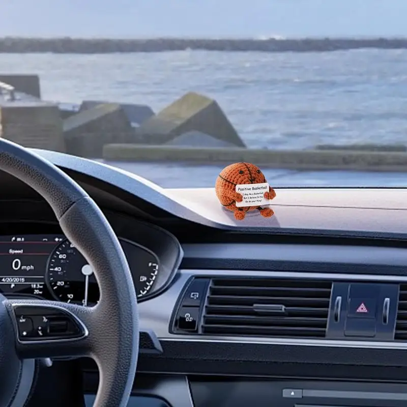 Boneca de lã artesanal criativa de basquete positivo com cartão de incentivo decoração de ornamento de mesa para aniversário e natal