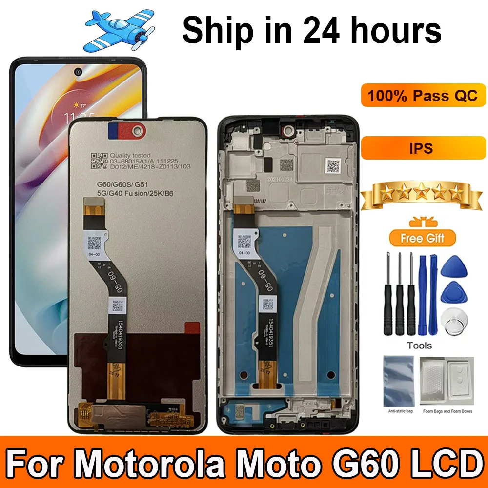 Pantalla LCD de 6,8 pulgadas para Motorola Moto G60, Panel táctil digitalizador, piezas de repuesto con marco para Motorola Moto G60s LCD