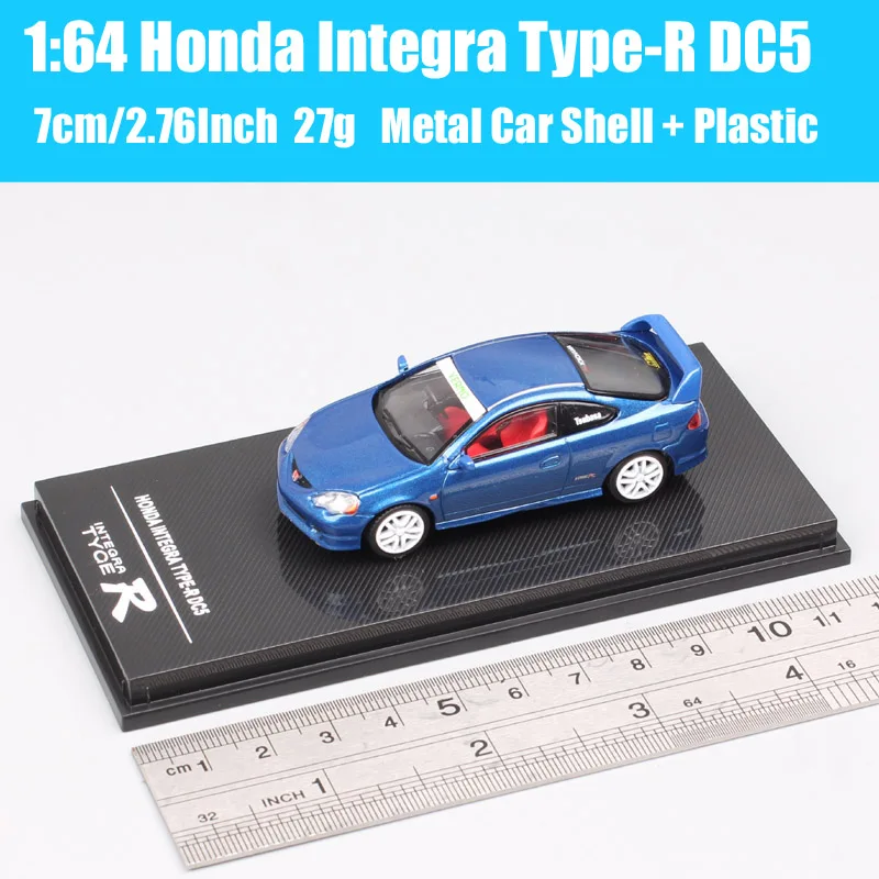 MS Mini 1/64 Scale Honda Integra Type R DC5 Sports Car Model Diecasts & Toy Vehicles Collectible Souvenir Acrylic Box