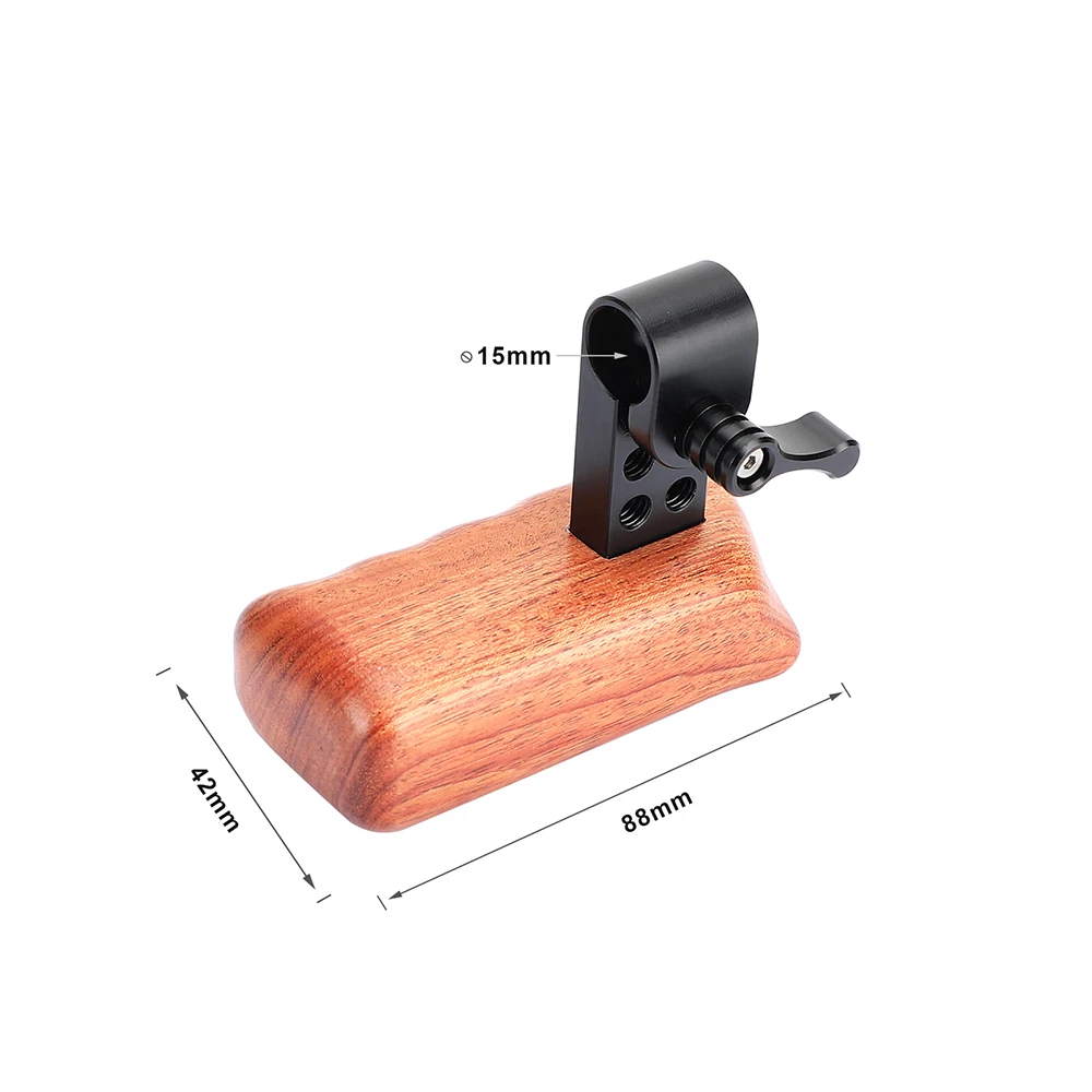 KIMRIG mango de varilla de empuñadura de madera Universal con abrazadera de varilla de 15mm para Kit de jaula de cámara Dslr, jaula de Monitor, accesorio de estudio fotográfico