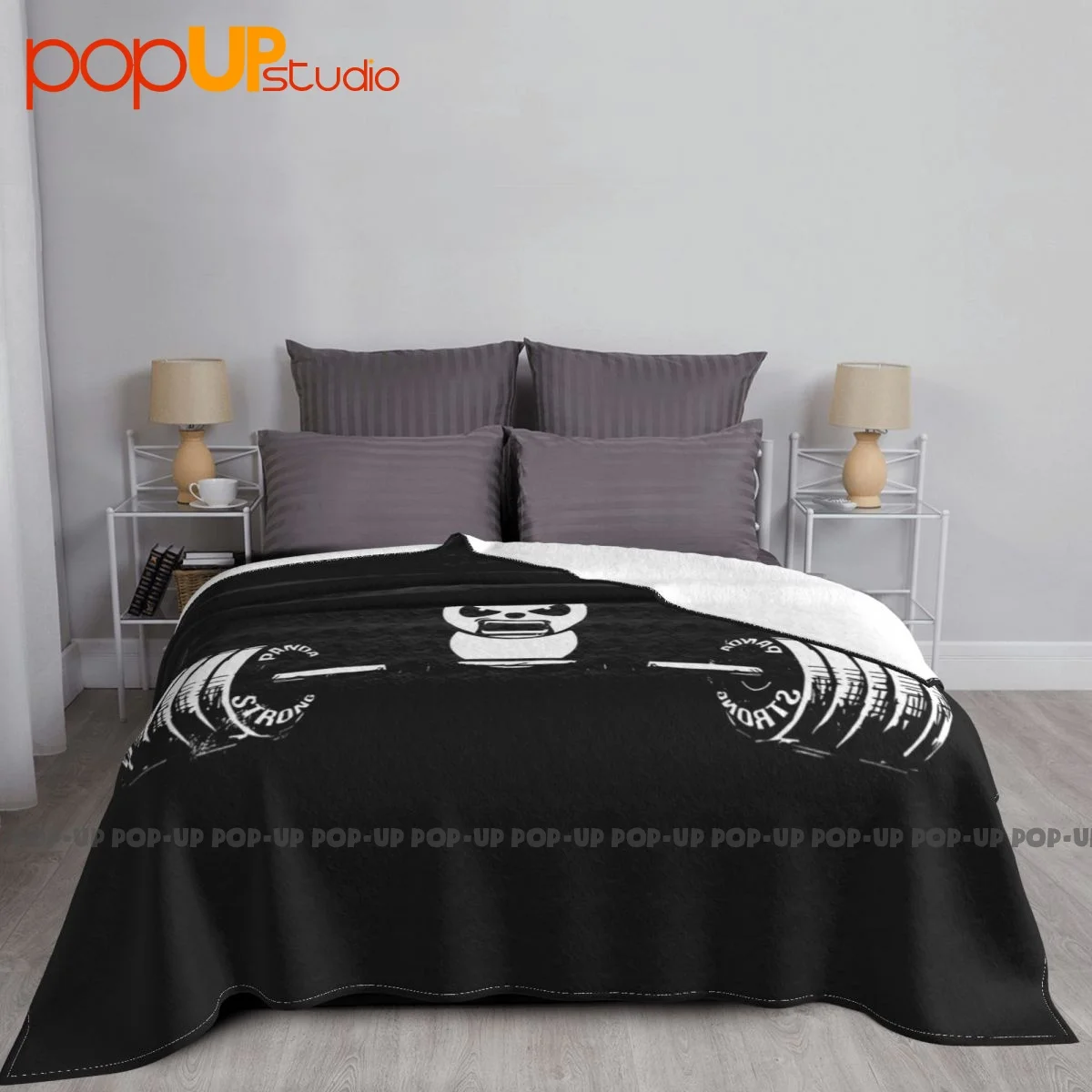 Panda Bear Deadlift Design Weightlifting Gym Blanket Soft Sofa Bed Lightweight Sofa Dedicated Machine Washable