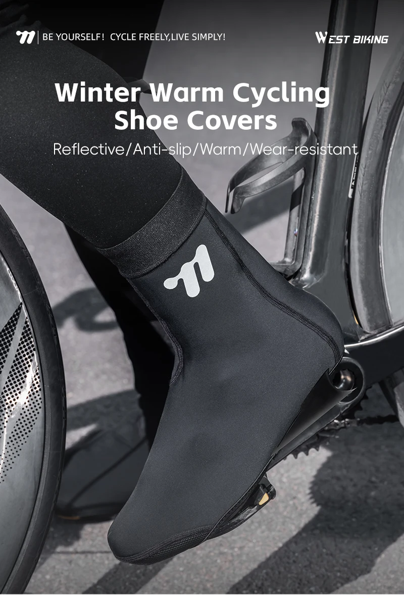 WEST BIKING Winter-Fahrradschuhüberzieher, Thermo-Fleece, winddicht, Neopren-Überschuhe, für kaltes Wetter, Rennrad- und Mountainbike-Ausrüstung – Detail 1
