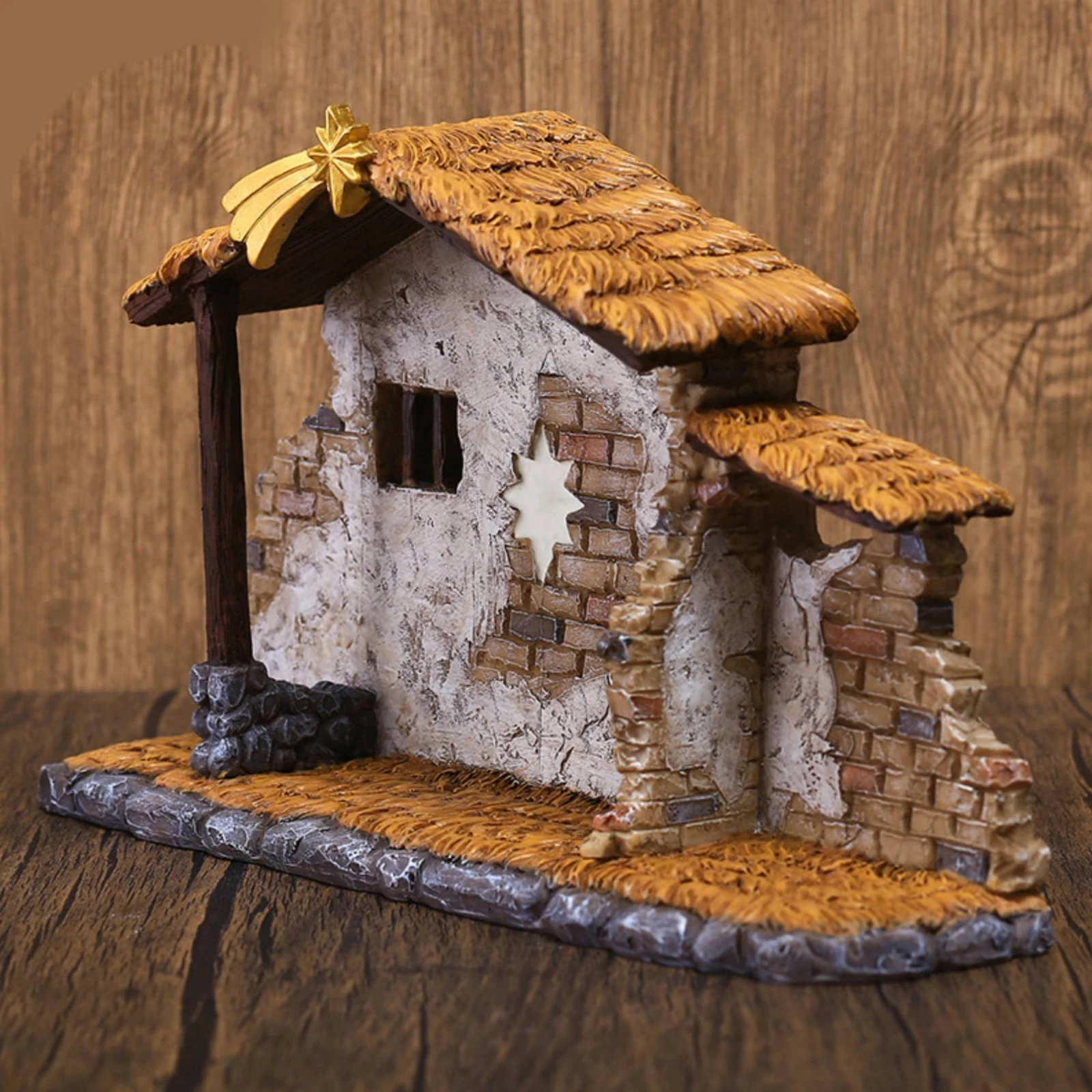 Crèche de Noël rustique avec étoile, décoration de crèche vintage, ornement de Noël pour collectionneurs, pour cheminée