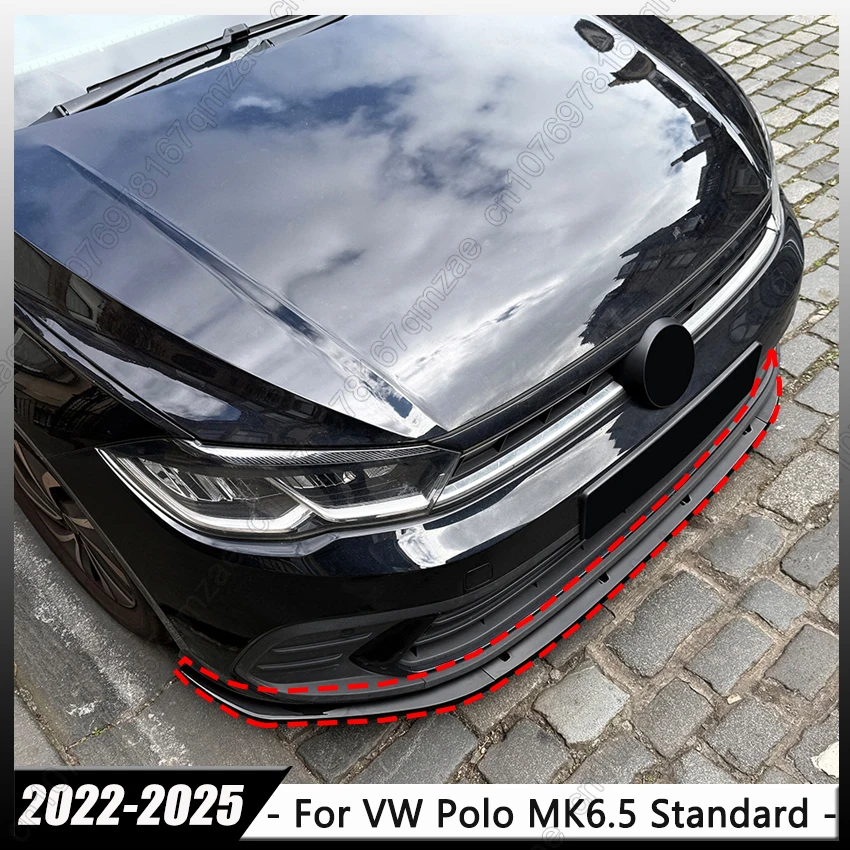 

For VW Volkswagen Polo MK6.5 Standard Version 2022-2025 3Pcs Car Front Bumper Lip Spoiler Splitter Diffuser Body Kits Tuning