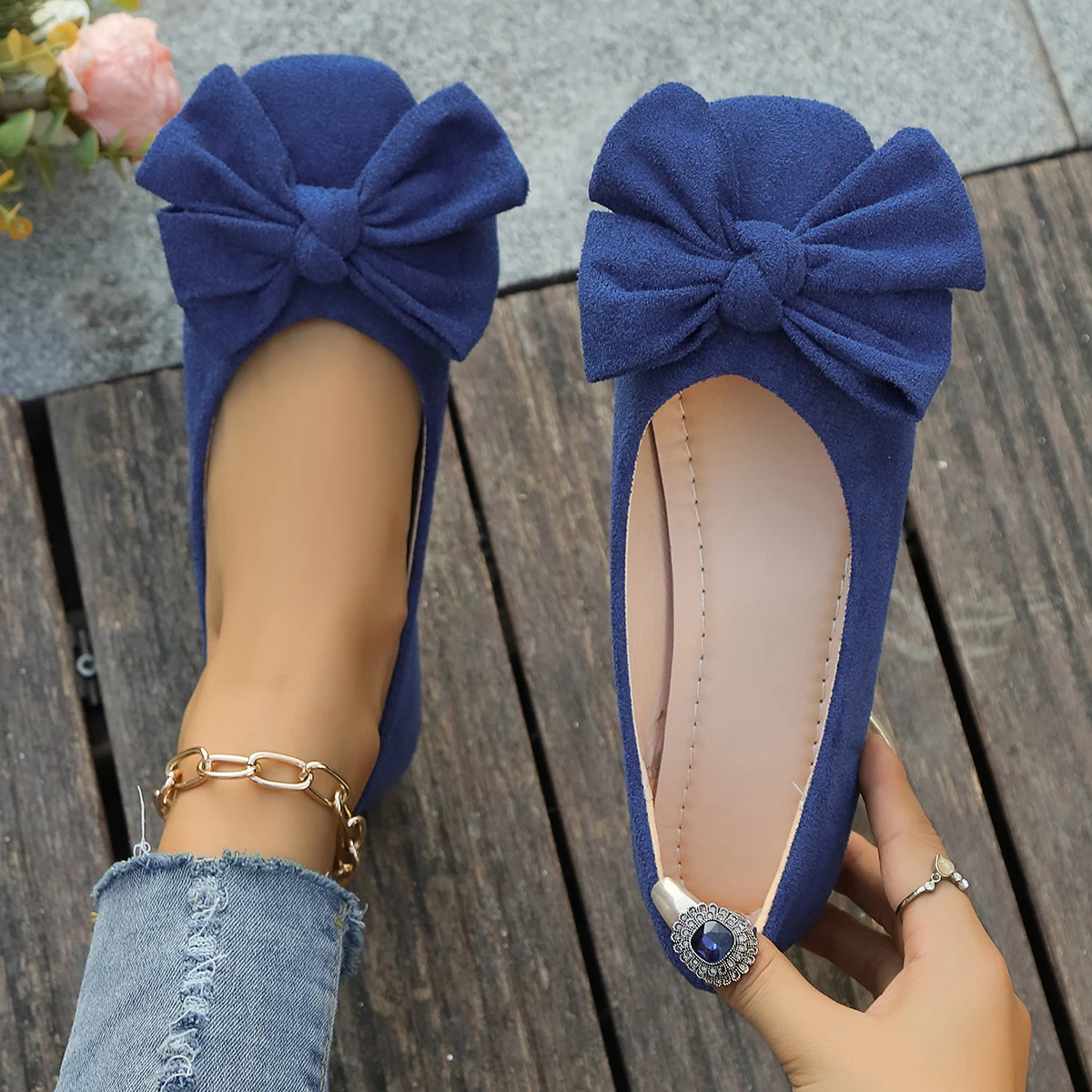 Women Bow Decor Square Toe Fla - Women'S Shoes For Flat Feet 评论和价格