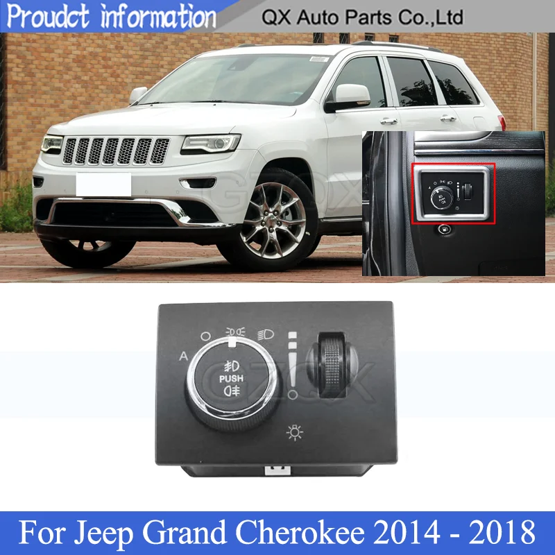 

CAPQX Front headlight Fog Lamp Light Switch For Jeep Grand Cherokee 2014 - 2018 Front Fog Lamp Light Switch Button With plug