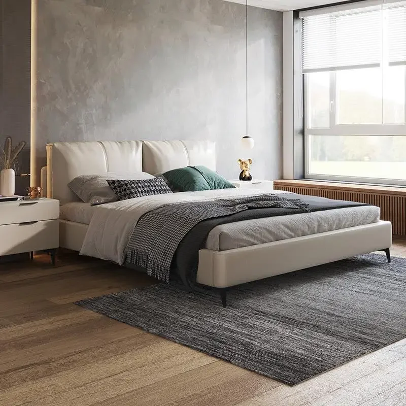 

Простая двуспальная кровать для хранения, металлический дизайн, мягкие современные роскошные двуспальные кровати, экономящая пространство, белая мебель для спальни Cama Matrimonio