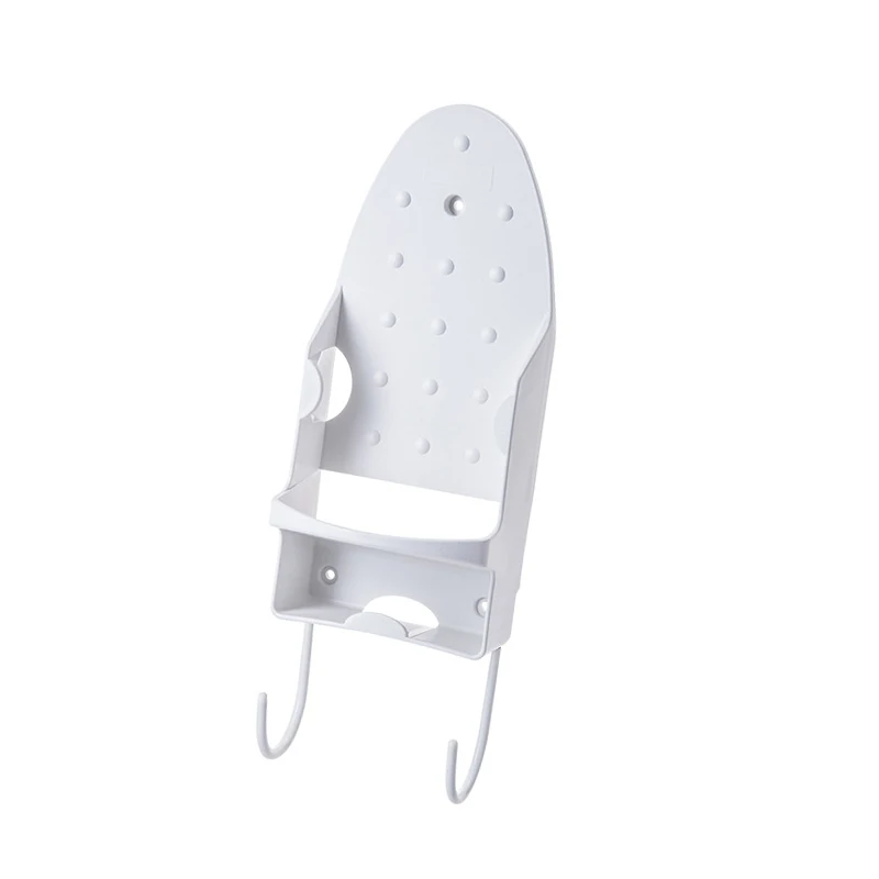 Double hook wall-mounted stainless steel iron storage rack for hotel room ironing board