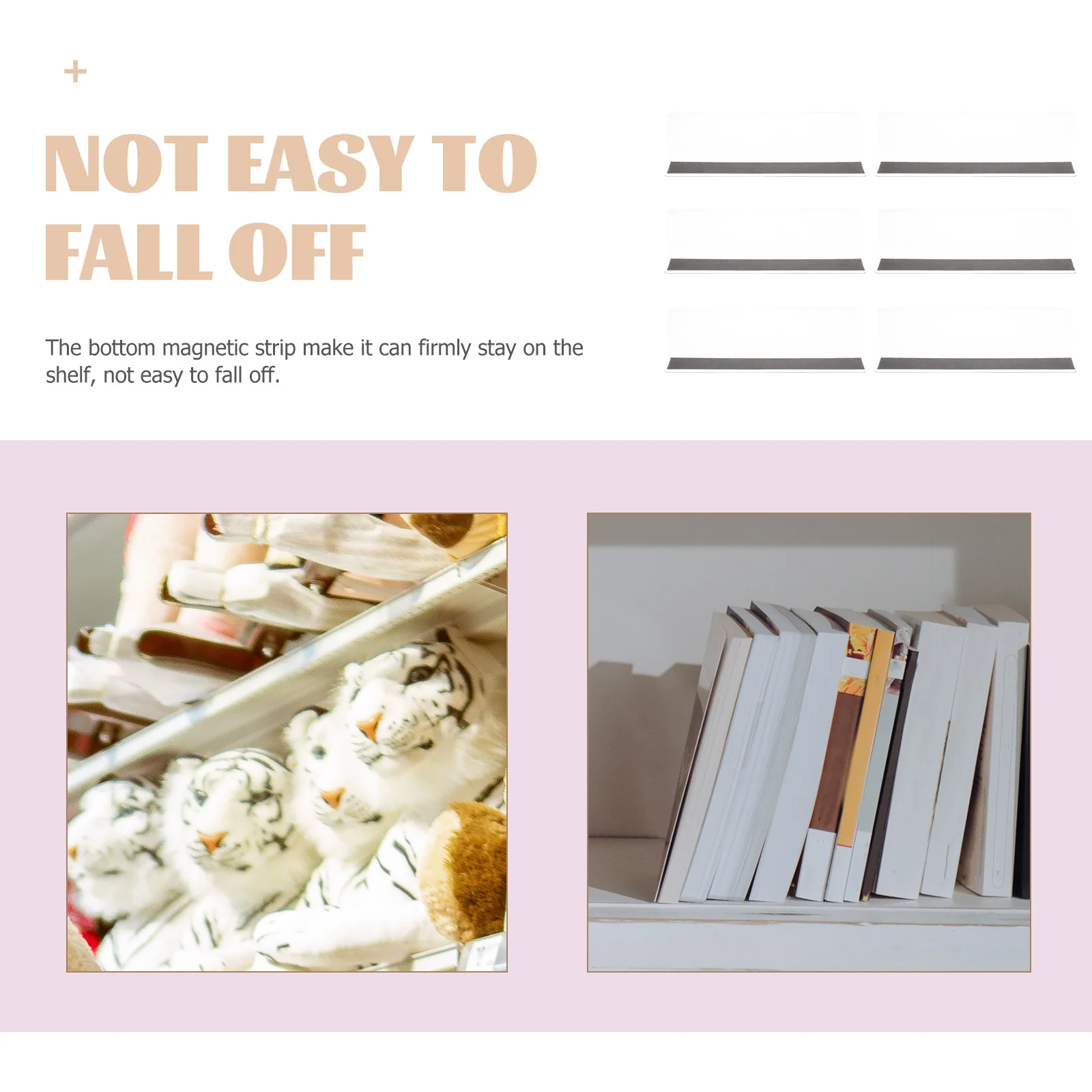 

6pcs Transparent PVC Magnetic Storage Baffle Shelf Dividers 20X4 3X7 5CM Supermarket Closet Clear Separators Organizers