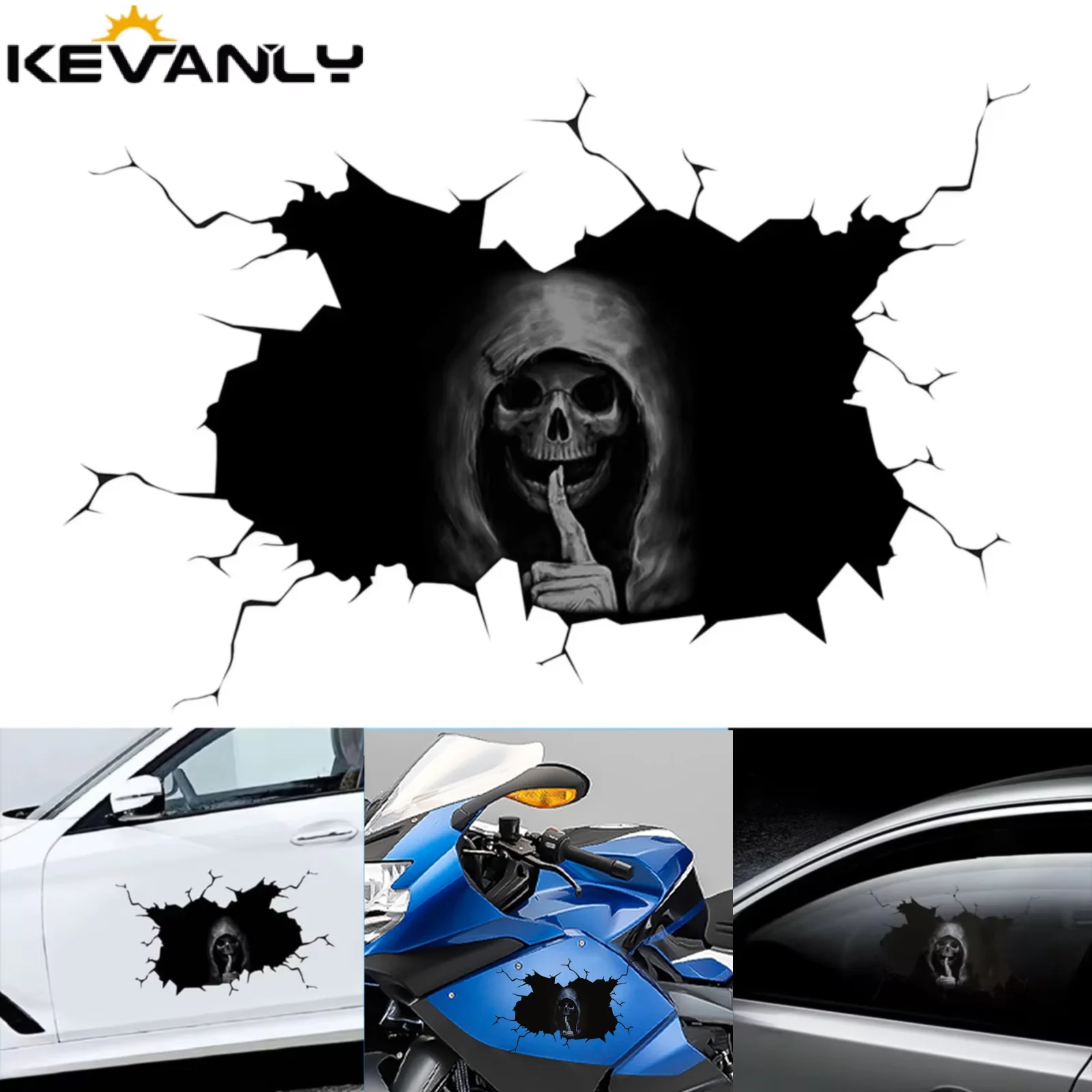 Helloween Quiet Death Motorcycle Car Mirror Stickers Car Windscreen Stickers Motorbike Fuel Tank Sticker Accessories Decorative