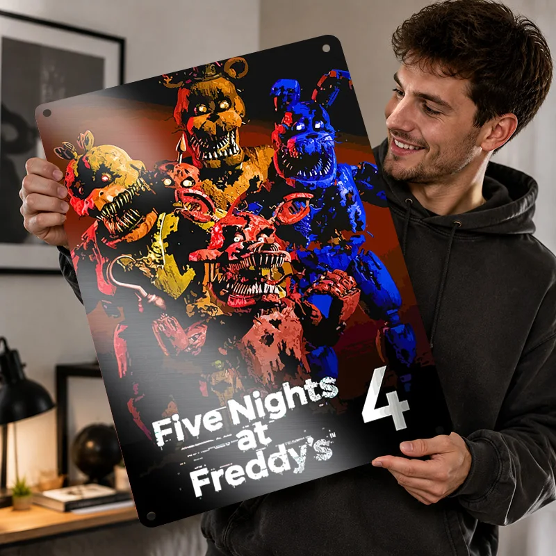 Five Nights At Freddy's Aluminum Posters Customized Metal Tin Sign Immersive Gaming Tribute Wall Art Suited To Quest Collectors