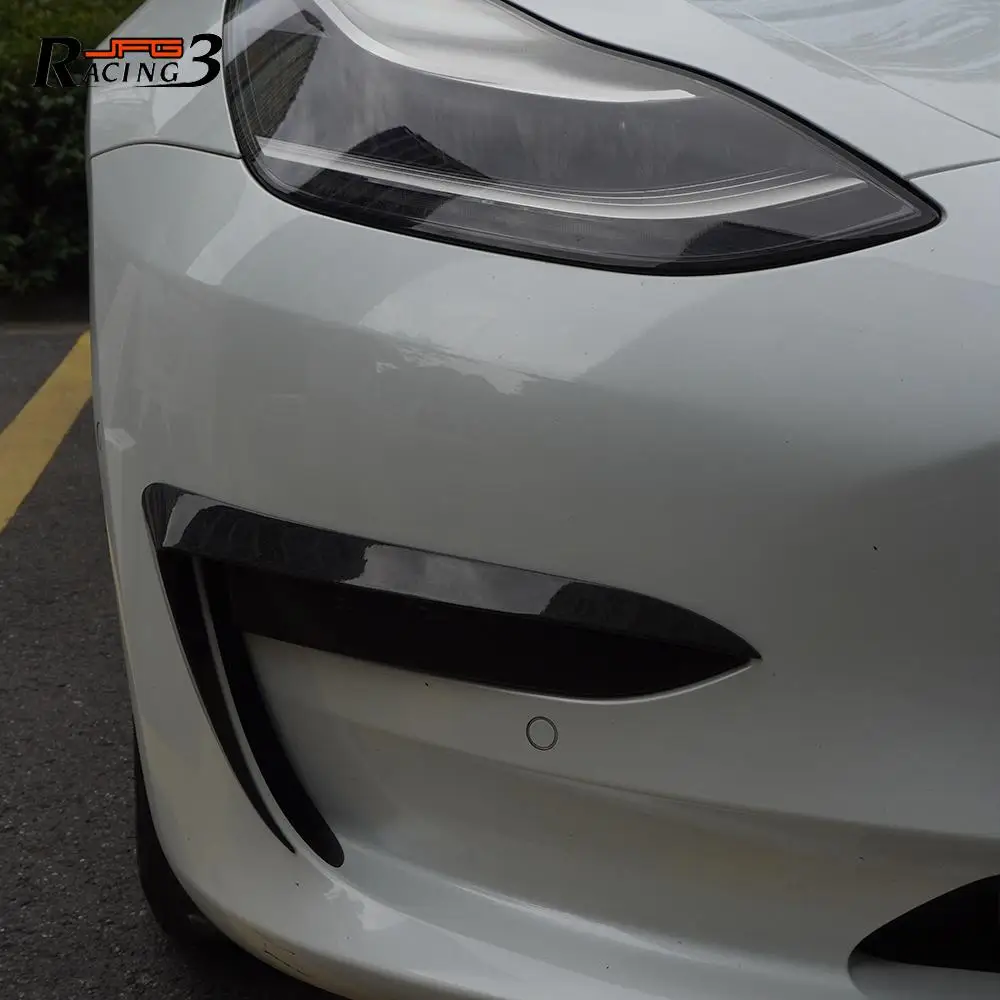 Car Front Bumper Lip Wind Knife Carbon Fiber Front Lip Splitter For Tesla Model 3 Model3 2017 2018 2019 2020 2021 2022 2017-2022