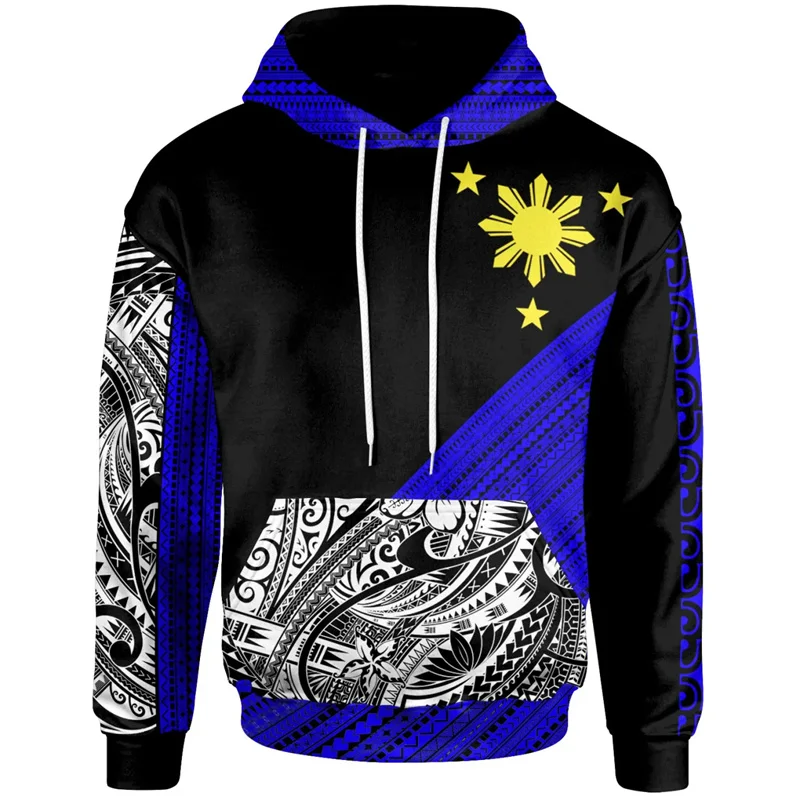 

Vintage 3D Printed RepublicOf The Philippines Flag Hoodies For Men Philippine National Emblem Graphic Hooded Hoody Pullover Top