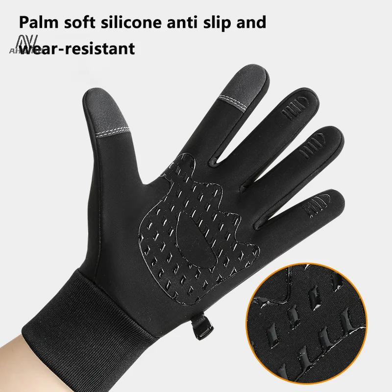 Waterproof Cycling Gloves Winter Motorcycle Gloves Touch Screen Bicycle Gloves Outdoor Riding Scooter Windproof Warm Ski Gloves