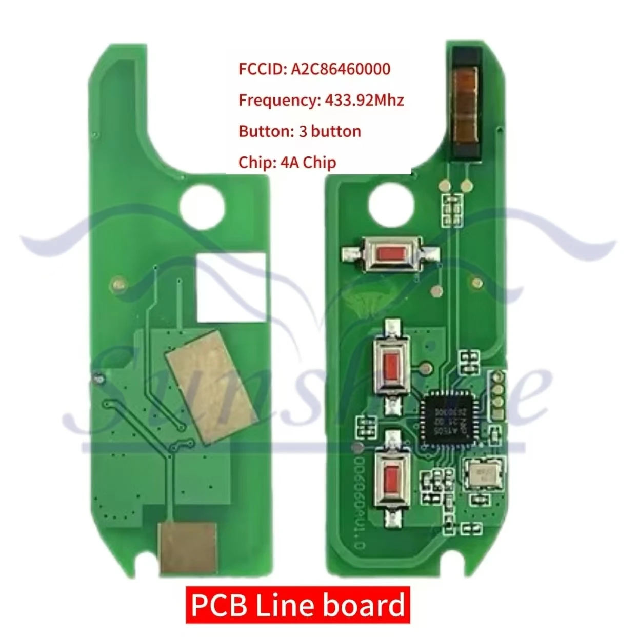 Sunshine PCB Aftermarket  Flip Remote Key HITAG AES 4A Chip 433Mhz A2C86460000 Fob For Fiat Strada MOBI UNO Fiorino E MAIS