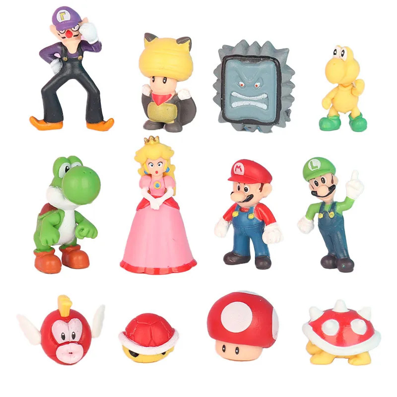 18/48pcs/set Super Mario Bros PVC Action Figure Toys Dolls Model Set Luigi Yoshi Donkey Kong Mushroom for kids birthday gifts