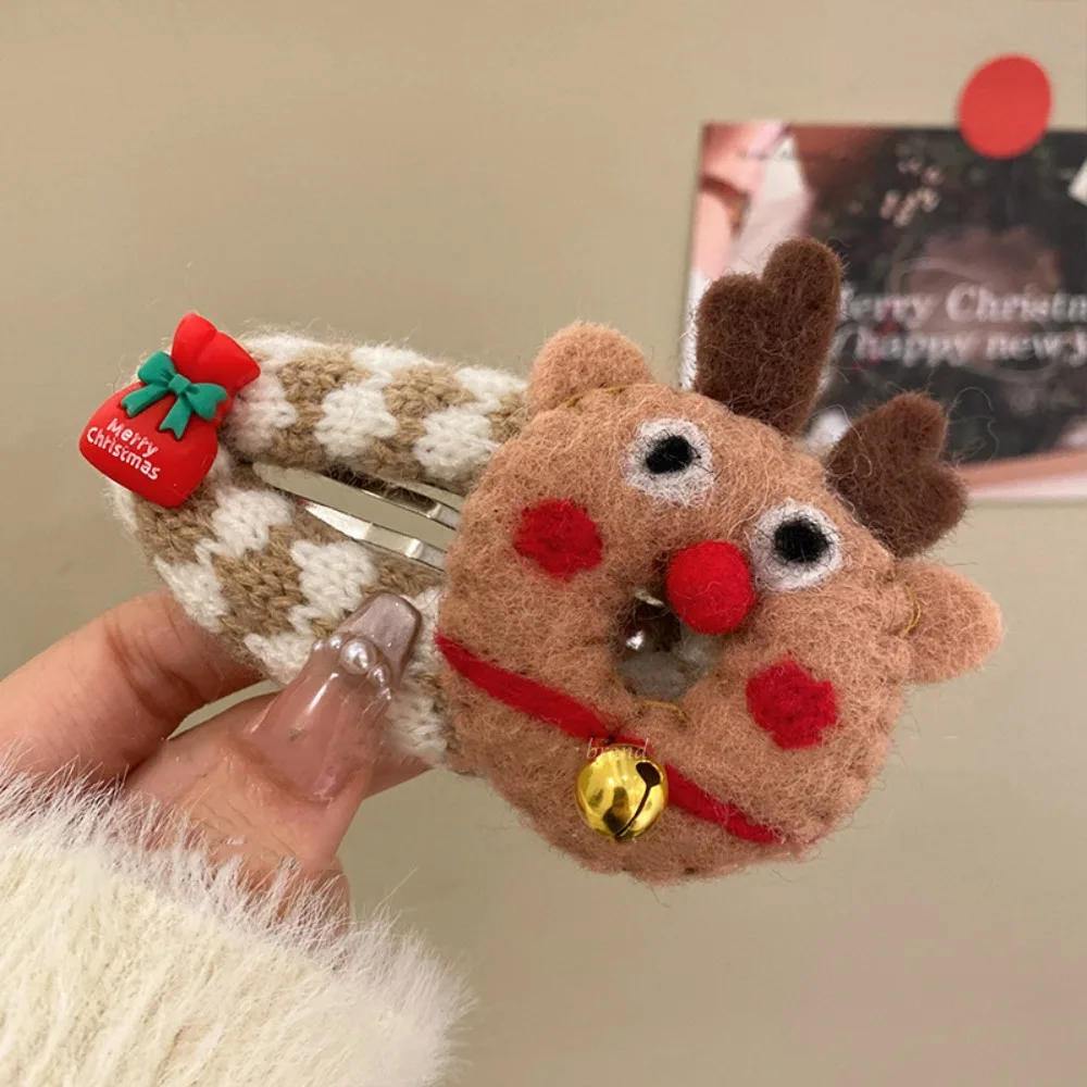 Fashion Cartoon Christmas Tree Hair Clip Felt Sweet Santa Claus Hairpin Headdress Creative Xmas Wool Barrettes Girls