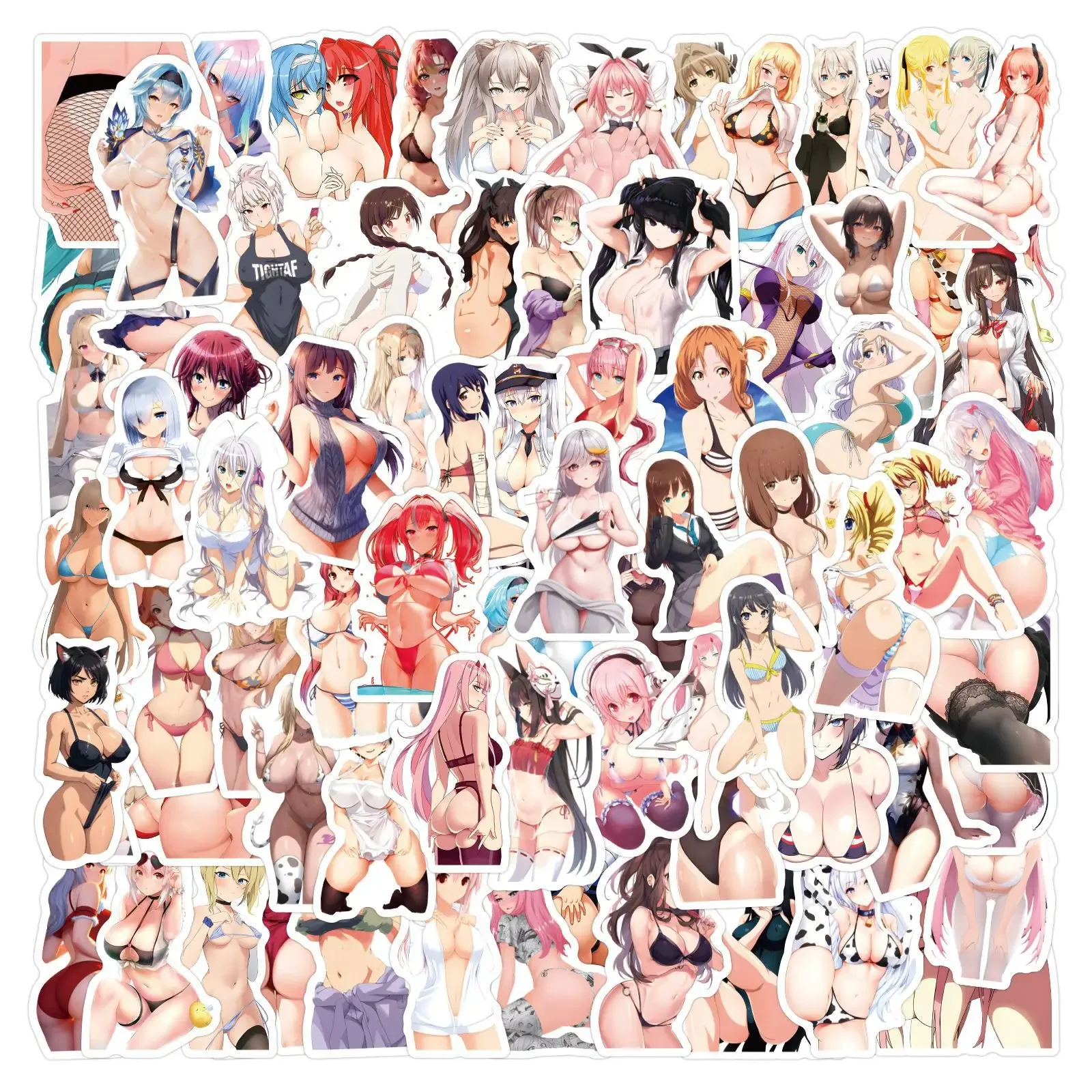 120pcs New Anime Sexy Waifu Bikini Girl Decorative Mobile Phone Skateboard Waterproof Sticker