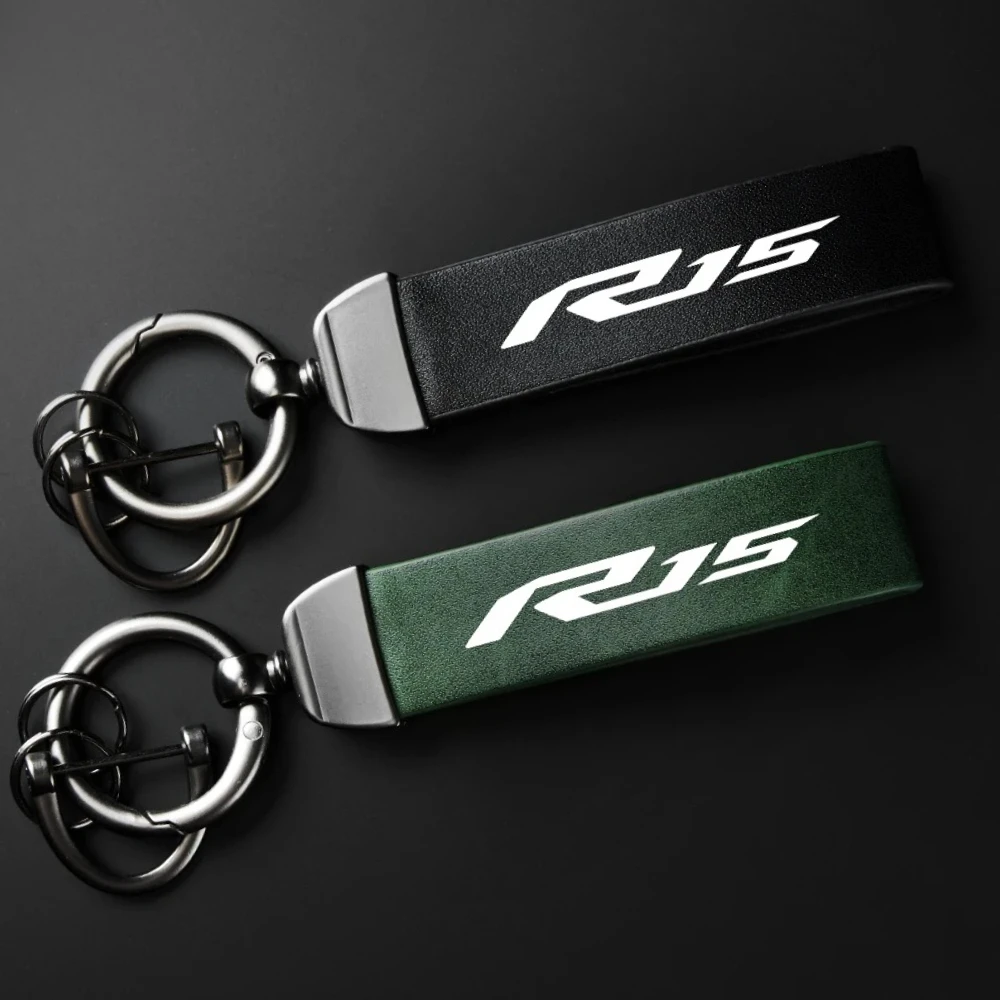 1PCS High-Grade leather Motorcycle Keychain Holder Keyring Accessories For Yamaha R15 V2 V3 ABS 2009-2024 Accessories