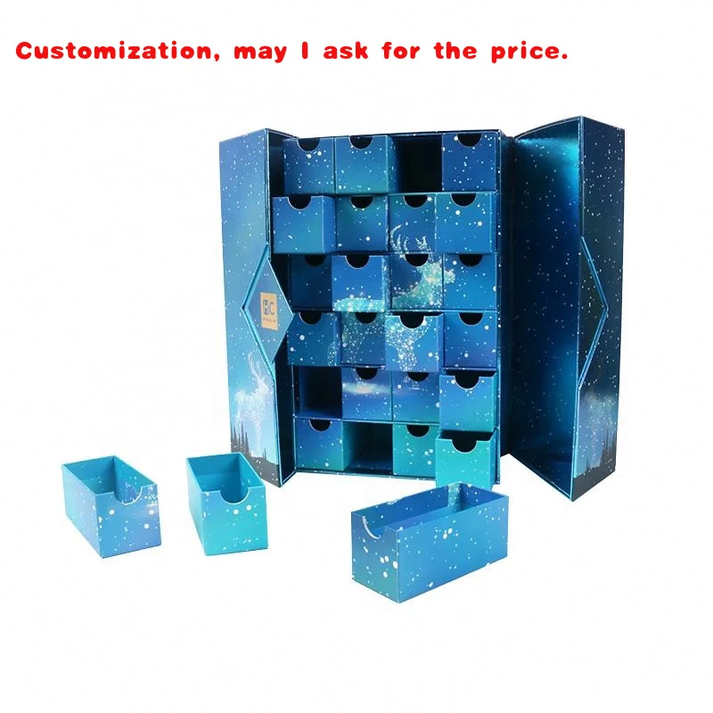 

custom.Hot Customized Luxury 30 Days Countdown Present Folding Carton Advent Calender Ramadan Advent Calendar Box With Drawers