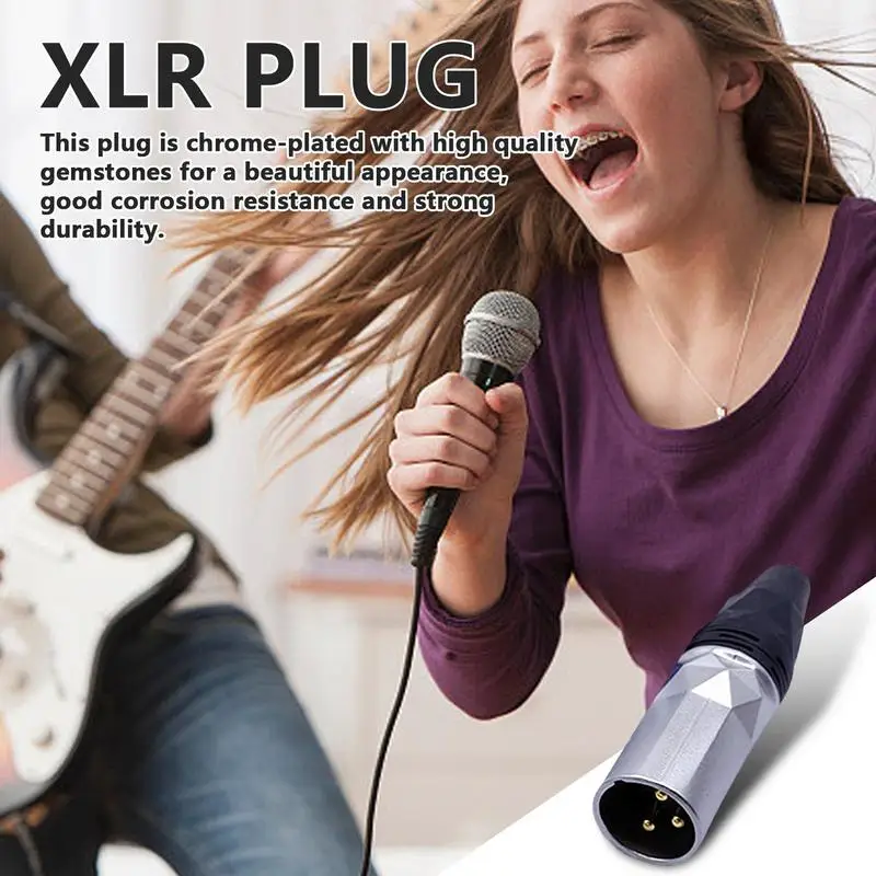 XLR Connectors 3 Pin Male Connectors XLR Audio Male Jack  Audio Equipment with Chrome Plating Professional XLR-F Socket Plug