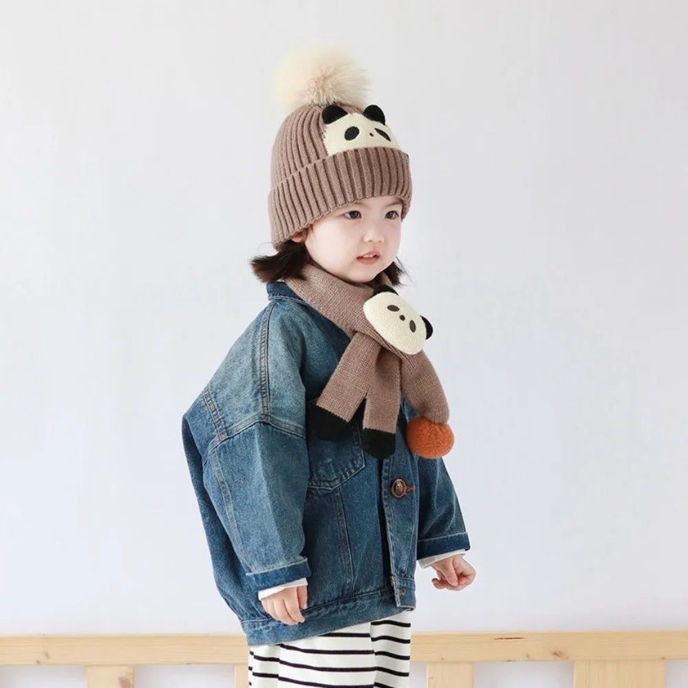 2 قطعة Kawaii الأطفال قبعة وشاح مجموعة سميكة الكورية نمط الكرتون وشاح دافئ مريح لينة محبوك قبعة صغيرة