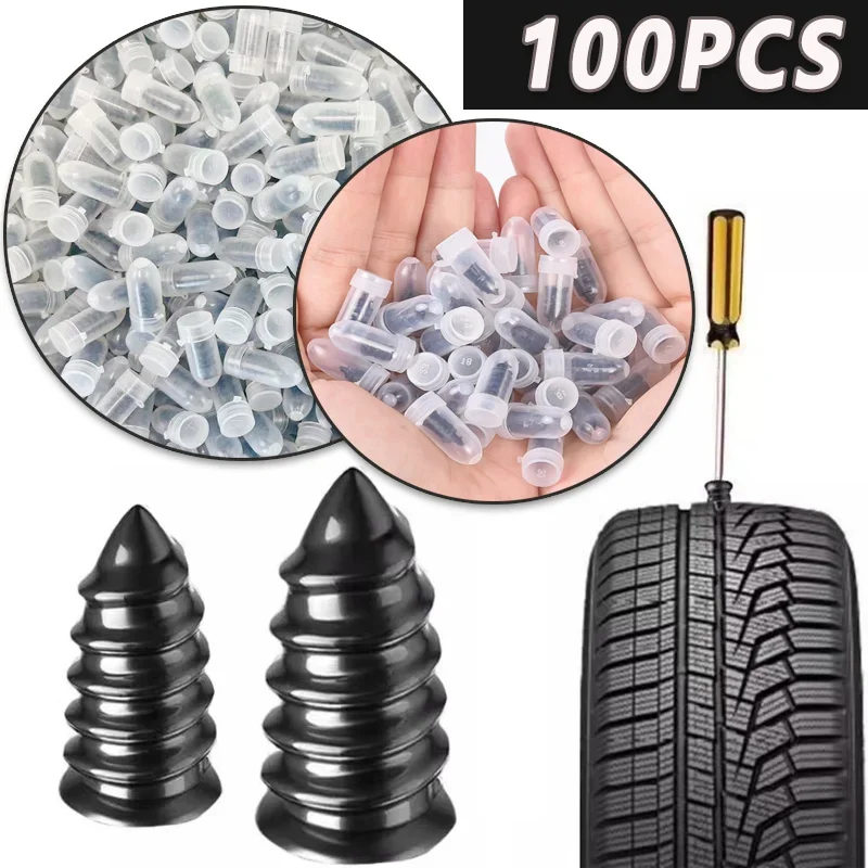 

100Pcs Car Motorcycle Vacuum Tyre Repair Nails Truck Scooter Bike Tire Puncture Repair Tubeless Tools Rubber Metal Accessories