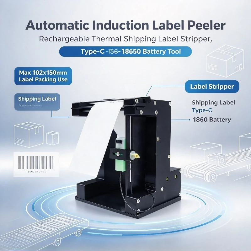 Induction Label Peeler, Rechargeable Thermal Shipping Label Stripper, Type-C 18650 Battery Tool