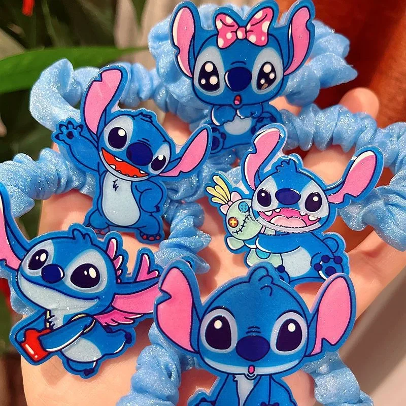 Disney Lilo & Stitch Hair Scrunchies Anime Cartoon Stitch Hair Accessories Decoration Hair Bands for Girls Kids Christmas Gifts