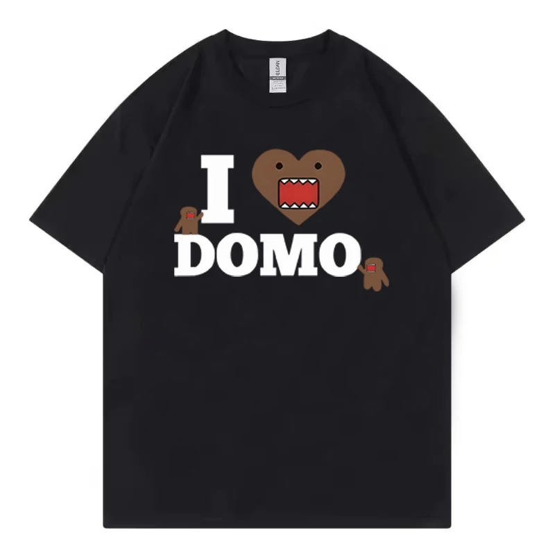 I Love Domo Kun Gesicht T-Shirt Cartoon Funny Graphic T Shirts Cotton Short Sleeve Tee Shirt Woman Oversize Basic Tops Tee