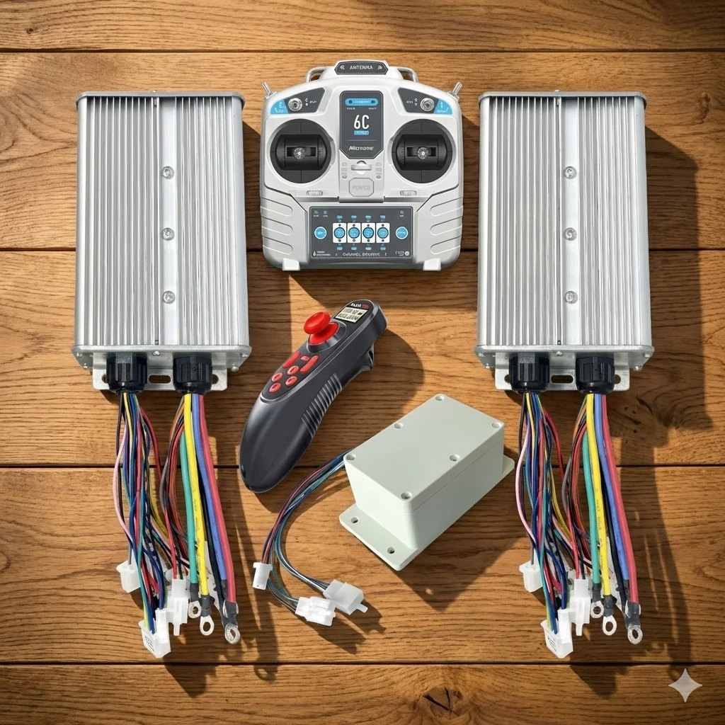 Dual Channel DC Remote Control System Motor Controller for DIY RC Robot Tracked Tank Chassis Lawn Mower Snow Plow Carrier Truck