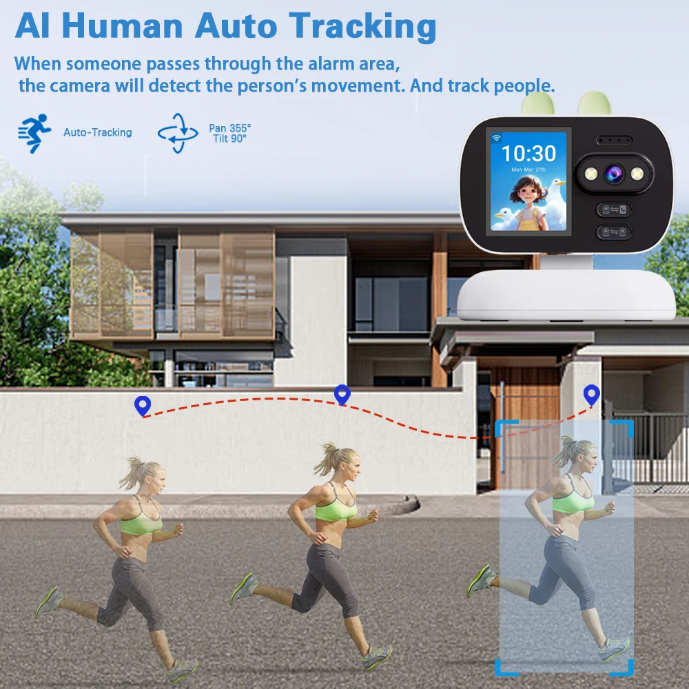 5MP Bidirectional Video Call Monitoring PTZ Camera Auto Track Home 360 Degree Panoramic Intelligent Wireless Photography Monitor