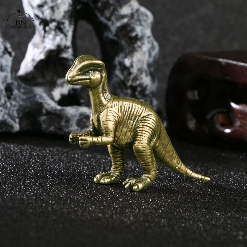 Solid Brass Allosaurus dinosaur Jurassic Dinosaur family Small Statue Office Desktop Ornaments Tea Pet Crafts Animal Figurines