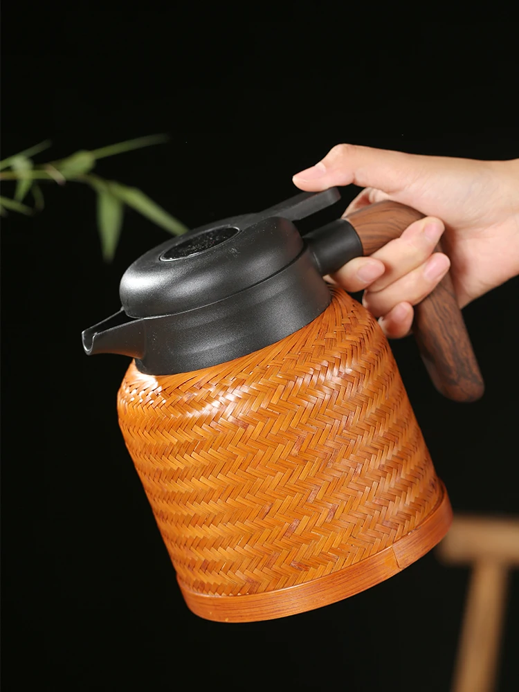 

Chinese Style Woven Retro Warm Bottle, Hot Teapot Hot Kettle, Household Stainless Steel Rattan Insulation Kettle, Homestayinn