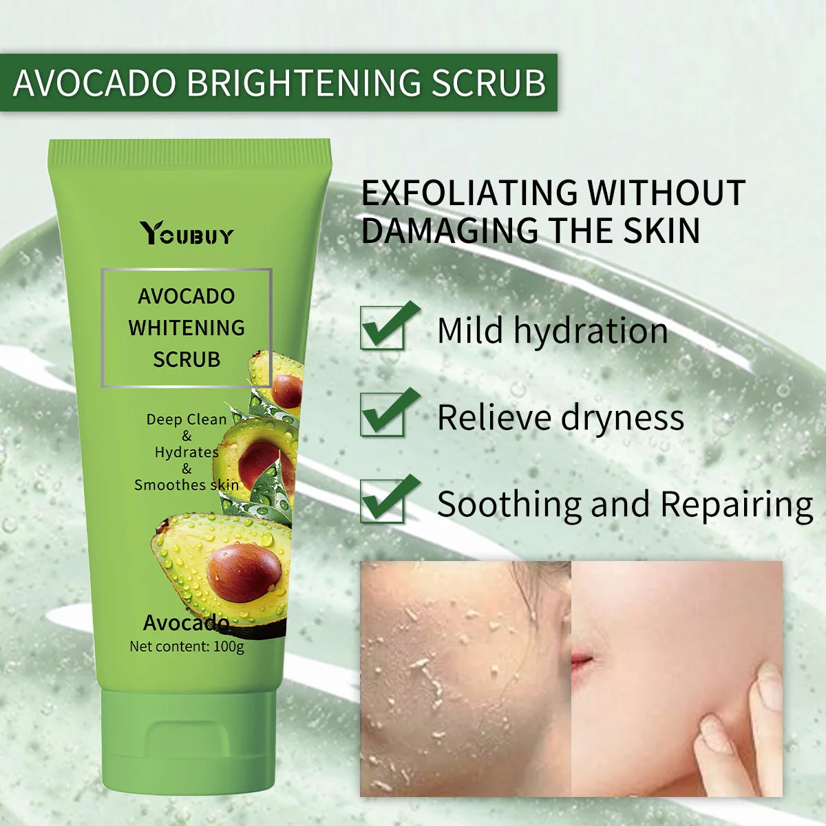 

Facial Scrub Light-sensitiveTender Body Scrub Cleans Pores Moisturizes Smooth Exfoliating Peeling Gel Face Scrub