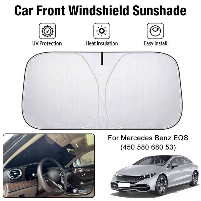 

Foldable Car Windshield Sun Shade UV Block Heat Insulation For Mercedes Benz EQS 450 580 680 53 Interior Protection Accessories