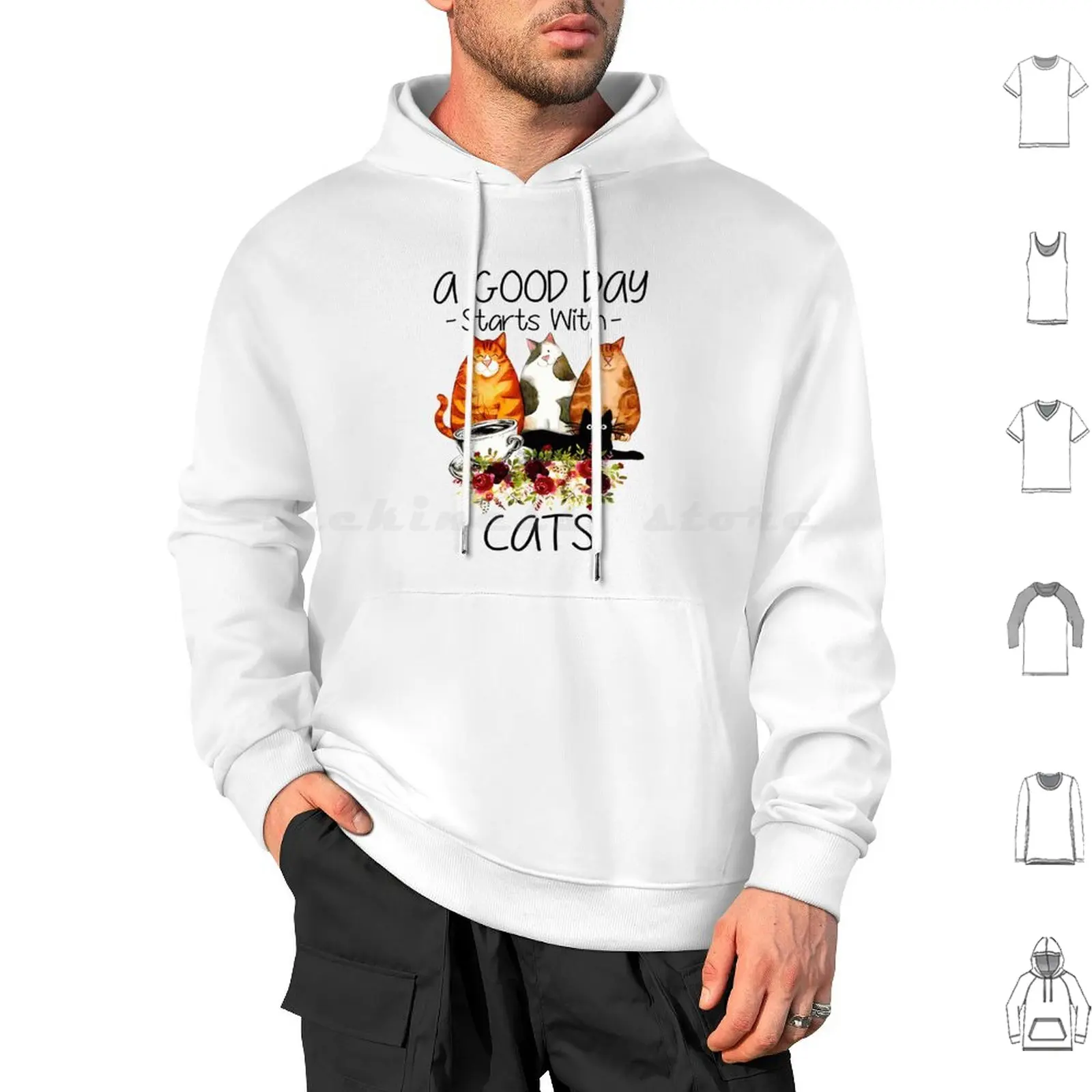 Cat A Good Day Hoodies Long Sleeve Today Is A Good Day Good Vibe Today Good Day Cat Cats Kitten Kitty Catoon Funny