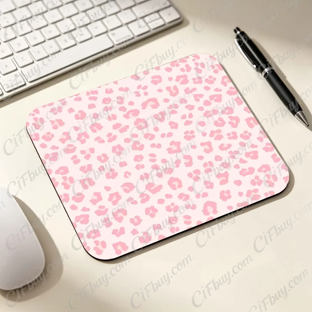 CIFbuy Mouse Pad Small Light Pink Leopard Print Animal Pattern Full Coverage Smooth Cursor Precise Tracking Non-Slip Gaming Offi