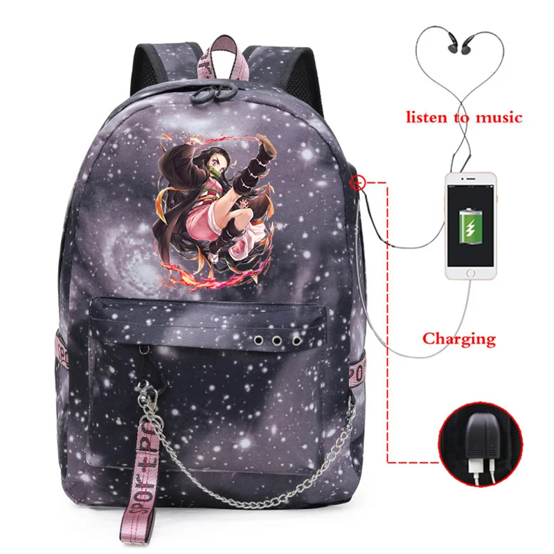 Anime Demon Slayer Trekking borse Shopper zaini Kpop Style Eco Bag High Street Bags divertente Demon Slayer Manga Bag per studente