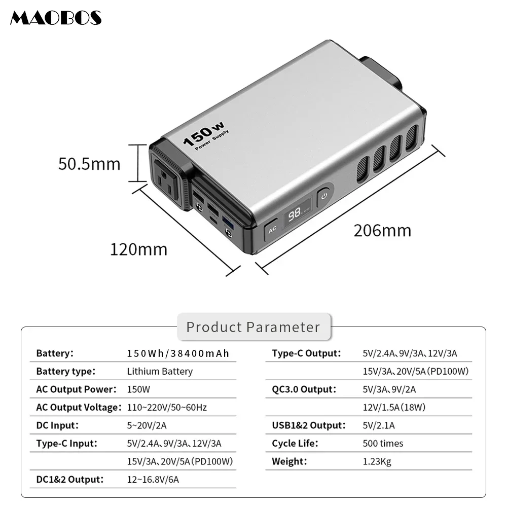 2025 gorąca sprzedaż Elektrownia 150W Generator słoneczny Przechowywanie energii Zasilacz Przenośne AC PD Power Banks 38400mah