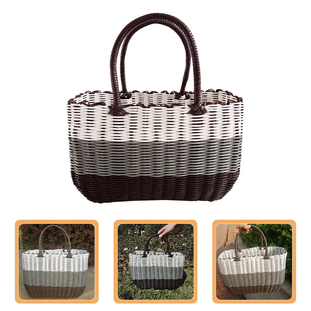 

Picnic Basket Handwoven Medium Size Washable Storage Basket For Fruits Vegetables Groceries Beach Shopping Tote Bag Woven