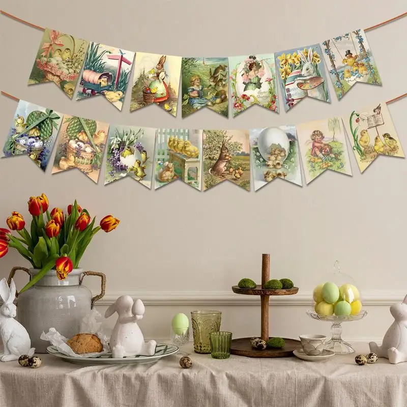 Bunny Banner Decor Happy Easter Rabbit Banner Decorations Spring Theme Party Supplies And Home Decor Celebration Fireplace