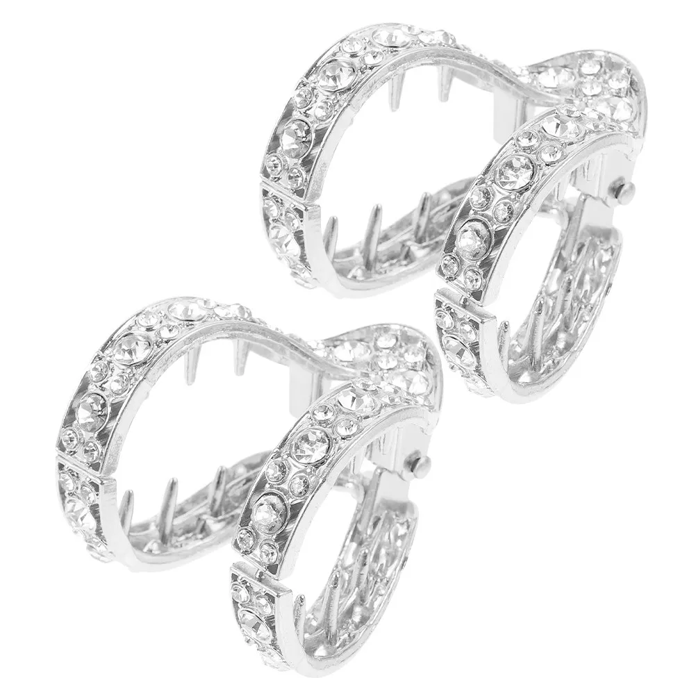 

2 шт. заколки-крабики со стразами для женщин, для фиксации высокого хвоста, для тонких коротких волос, стильная заколка-краб для повседневного использования и вечеринок