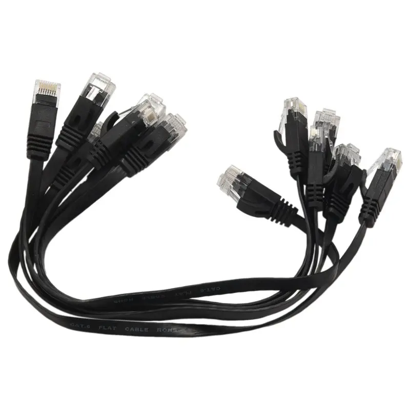 120 Pcs 1 Ft Flat Internet Network Cable Solid Cat6 High Speed Patch Lan Wire With Snagless Rj45 Connectors