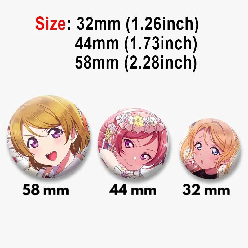 58mm Game Love Live Brooch Pin Cartoon Idol Eli Ayase Nico Yazawa Kotori Minami Icon Badges Cute Soft Button Pins for Gamer Gift