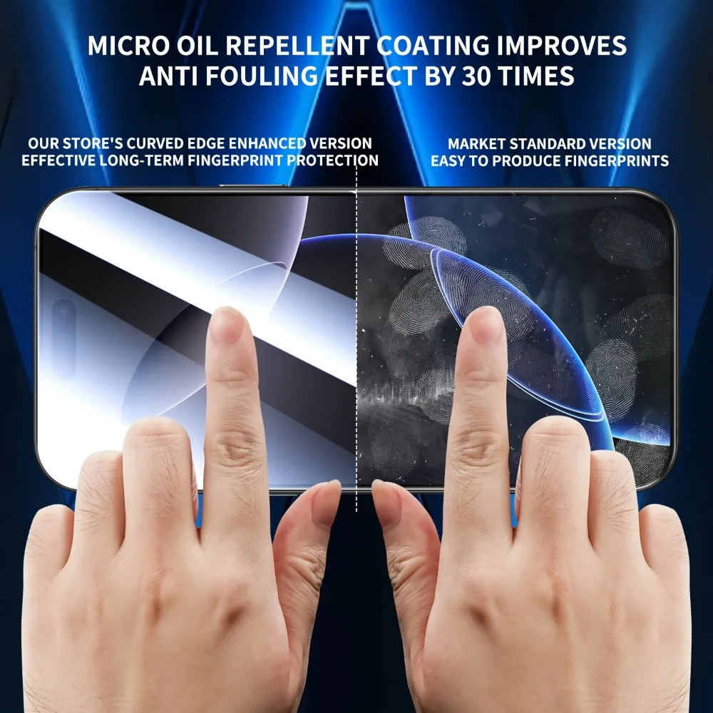 4 قطعة فيلم مقسى شفاف مناسب لهاتف آيفون 16 15 14 Pro Max 13 12 11 Pro Mini XR XS Max 7 8 Plus طبقة شاشة واقية