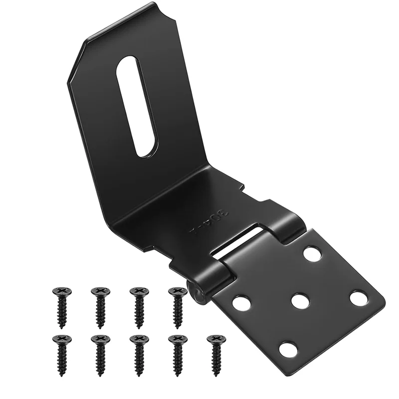 

【Electronic-Accessories】Stainless Steel 4 Inch 90 Degree Padlock Hasp With Padlock And Keys Set, Door Latch Lock Padlock Hasp