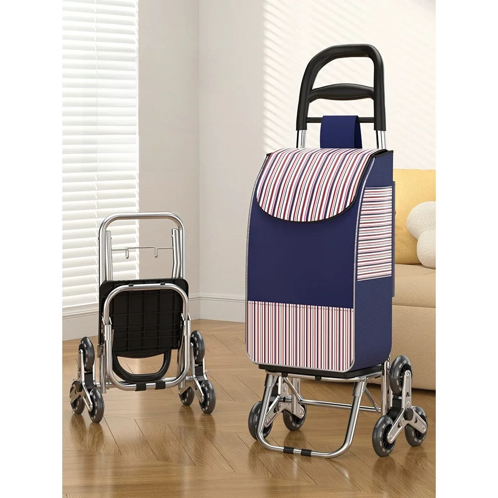 quiet-portable-shopping-cart-lightweight-hand-pullable-foldable-vegetable-buying-car-sturdy-stainless-steel-for-home-use