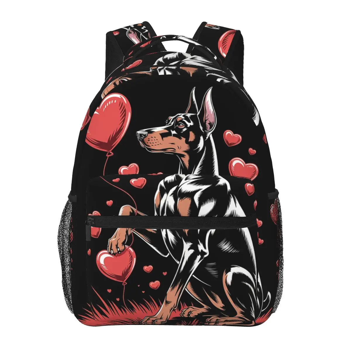 Single Doberman Puppy Themed Student Backpack School Bag Hiking Travel Daypack for Men Women Fashion Bookbag Shoulder Bags